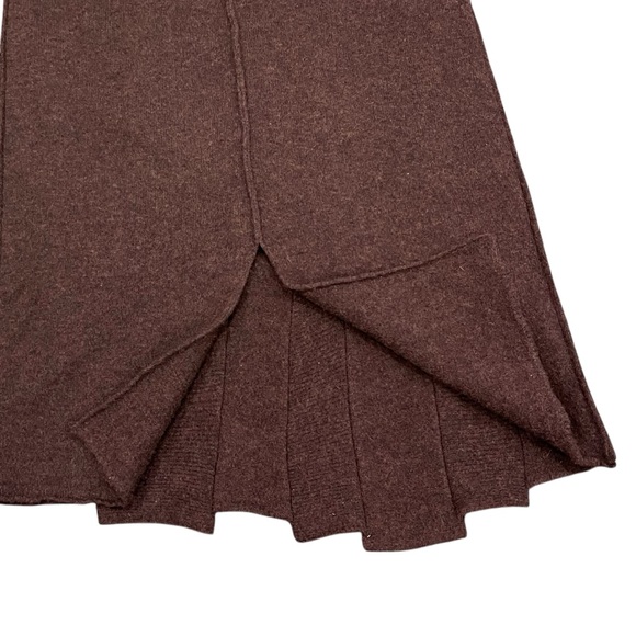 Brown Wool Maxi Sweater Skirt Boho Luxe Warm Knit Women's Italian Asymmetrical - Picture 9 of 14
